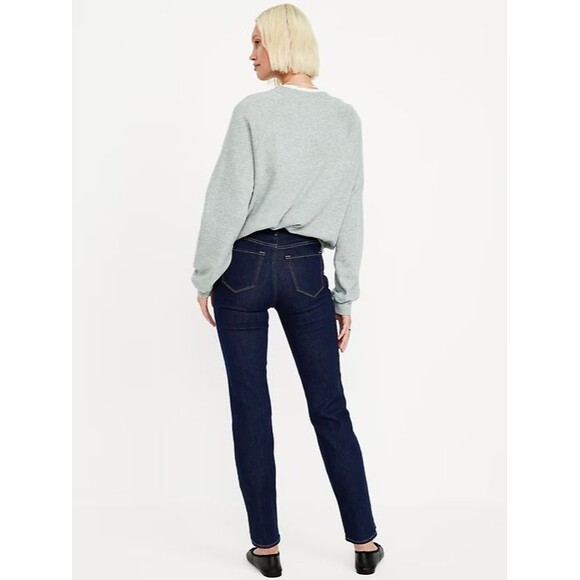 Old Navy Wow Straight Ankle Jeans Womens 4 Petite Dark Wash Stretch NEW - Picture 3 of 11